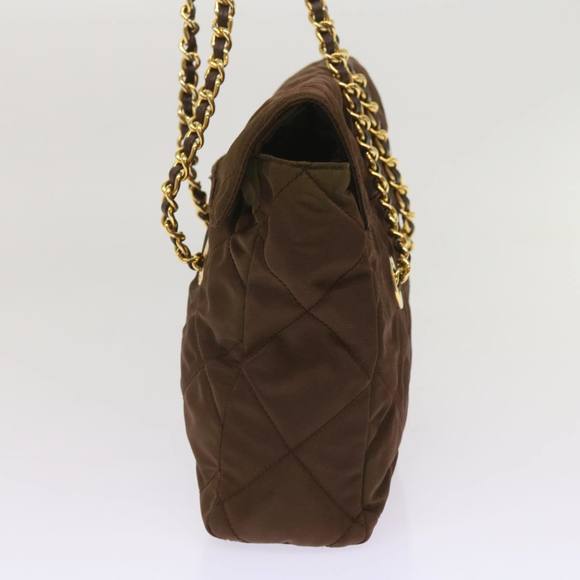 PRADA Quilted Chain Shoulder Bag Nylon Brown Auth yk10527 - Picture 3 of 16